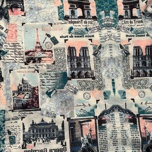 SHEIN Multicolor Parisian Print Short Sleeve Tee